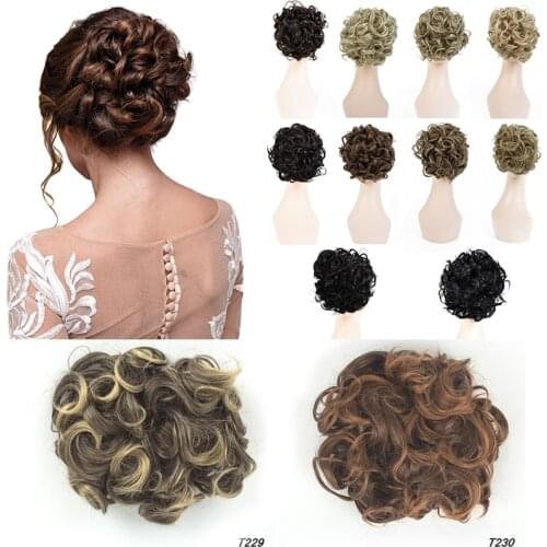 NK BEAUTY Curly Clip In on Bun Extensions Stretch Scrunchie Updo Hair Pieces Synthetic Combs In Messy Bun Hair Piece for Women