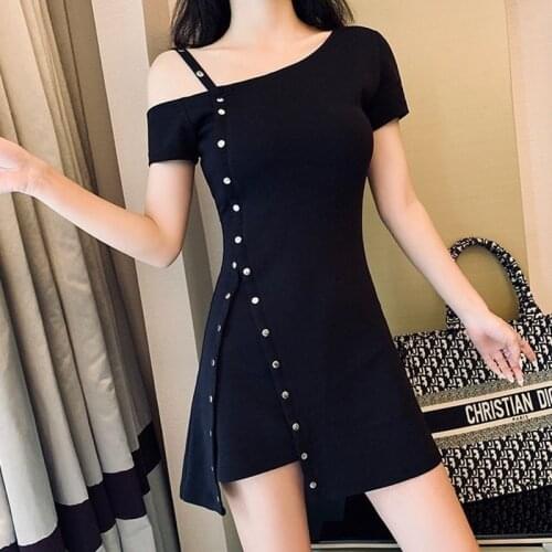 Sexy strapless thin waist new fashion rules metal buckle slim solid color niche dress womens summer skirt