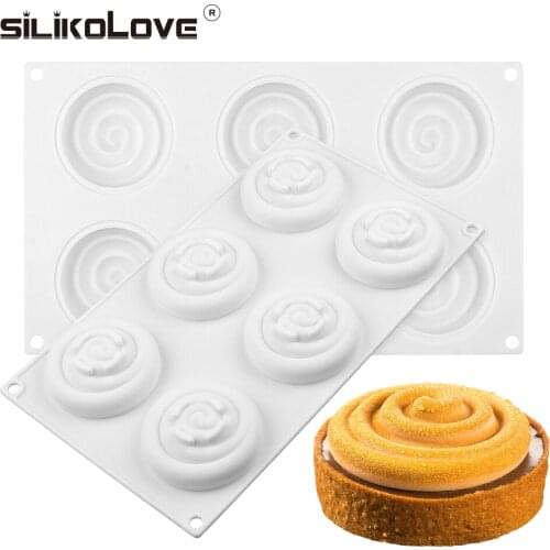 SILIKOLOVE 3d Silicone Cake Mold Round Shape 6 Cavity White Food Safe Silicone Molds Cake Decorating Tool Bakeware Tray