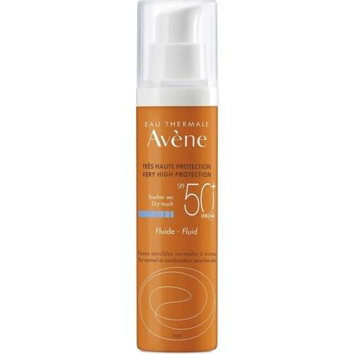 Avene Fluide SPF 50 Factor Sunscreen 50 ml, Protection Against UVB and UVA Rays, Tinted Sunscreen for Sensitive Skin