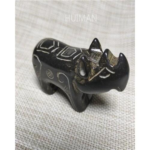 Hongshan Culture Natural Meteorite Rhino Statue Mascot Collection Pendant Decoration Gift