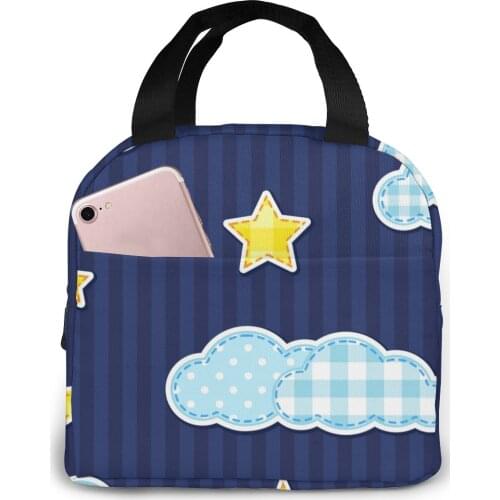 Night Sky Cooler Bag Portable Zipper Thermal Lunch Bag Convenient Lunch Box Tote Food Bag
