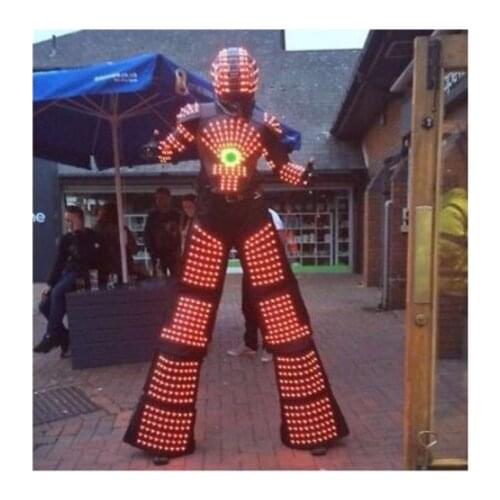 LED Robot Costume RGB change color Night Clubs Party LED Clothing Light suits LED Robot suit Kryoman david robot dance wear