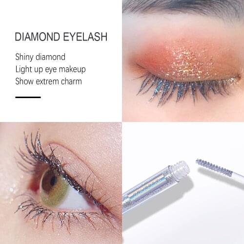 1Pc Sparkling Diamond Shiny Charm Mascara Quick-drying Film Broken Glitter Mascara Long Lasting Waterproof Curling Eyelash