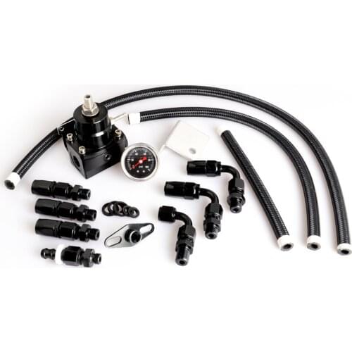 Universal Adjustable Fuel Pressure Regulator Oil 100psi Gauge AN6 Fitting End Gauge with oil hose