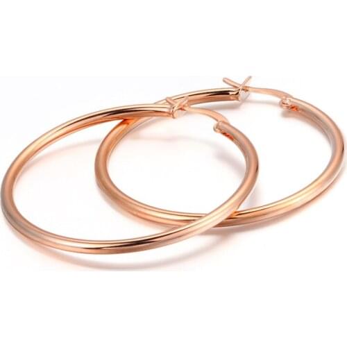 ZHOUYANG Hoop Earrings For Women Classic Simple Punk Style Multi-size Optional Light Gold Color Gift Fashion Jewelry E093 E780