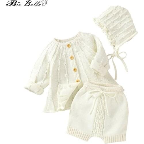 Winter Baby Girl Clothes Set Knitted 0-24 Months Infant Girls Clothing Suit Cap+Tops+Pants Autumn Winter Bebes Outfits Girls