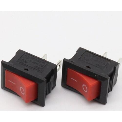 10pcs 15*21MM KCD1-101 AC 6A 250V 2 Pin ON/OFF I/O SPST Snap in Mini Red Button Boat Rocker Switch