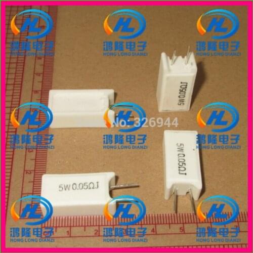 10pcs/lot) 5W 0.05 ohm +/-5% Vertical cement resistor / 5W 0.05 ohm 5% Cement resistance / 5W 0.05RJ Ceramic resistor