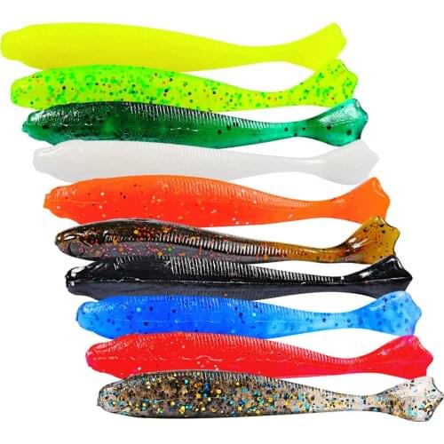 10PCS/Pack Artificial Lure Baits Soft Rubber Paddle Tail Cannibal Shads Fishing Tackle For Pike Perch Trout Catching