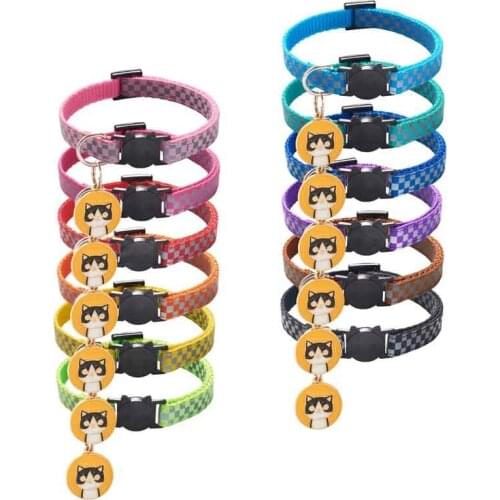 Wholesale 100pcs Reflective Cat Collar Safety Kitten Collar Cat Face Button Reflective Safety Charm Necklace Adjustable