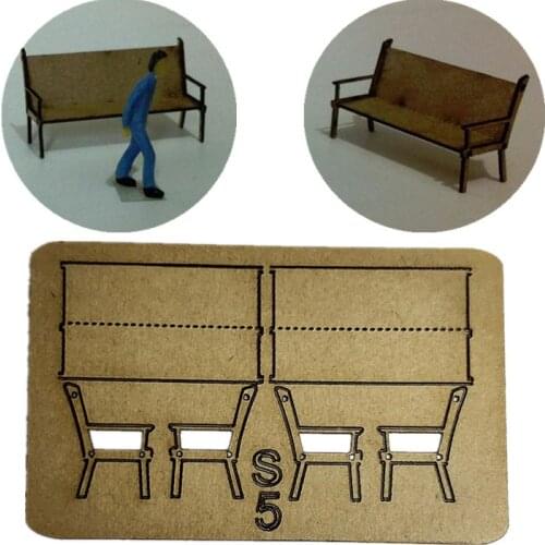 2Set Creative DIY 1/87 HO Scale Bench Model Sand Table Scene Material