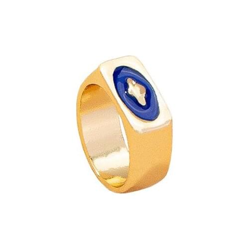 2021 Ins Trendy Gold Universe Navy Blue Enamel Planet Minimalism Finger Knuckle Midi Rings Korean Fashion Women Party Jewelry