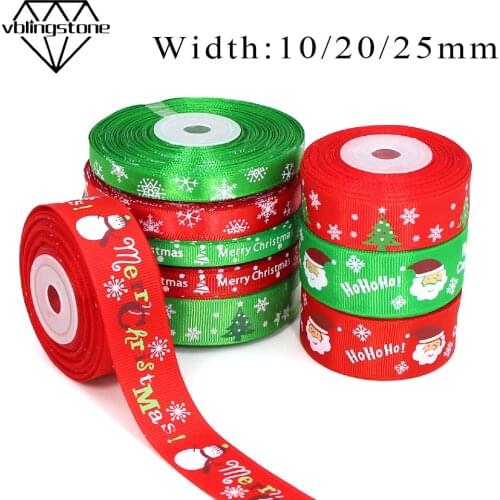 25Yard 10MM Ribbon Printed Grosgrain Ribbon Red/Green Christmas Ribbon Scrapbooking Gift Box Wrapping Belt DIY Party Decoration