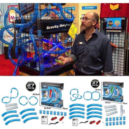 27/37PCS DIY Remote Control Pipe Racing Track RC Car Toy Kids Pipes Cars Toys Flash Light Christmas Gifts Dropshipping