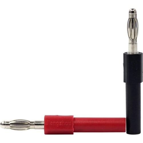 2pcs 4mm Banana Shrouded To 4mm Plug Female Male Converters Adapter Connecting Plug Jack for Speaker Test Probes 1red 1black
