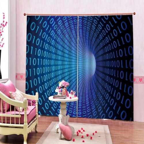 3d Curtain Luxury Blackout Window Curtain Living Room blue curtains for bedroom Digital tunnel curtains