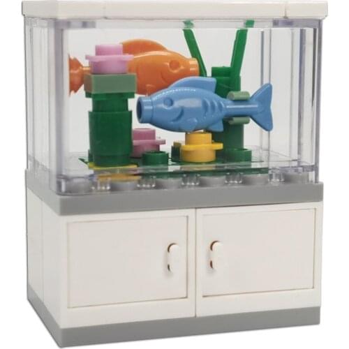DIY Aquarium Accessories Building Blocks MOC Living Room Decoration Fish Tank Educational Compatible Assemble Model Bricks Toys