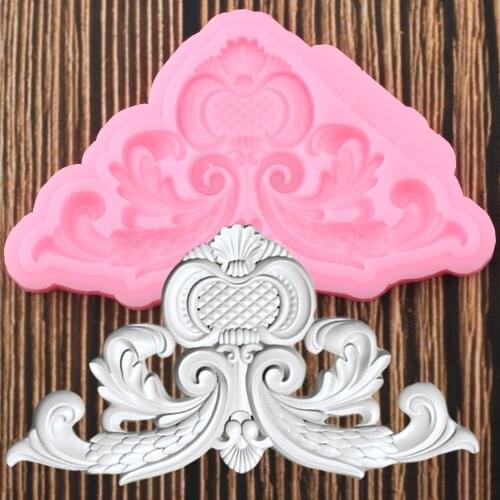 Baroque Scroll Relief Border Silicone Molds Frame Cupcake Topper Fondant Cake Decorating Tools Chocolate Baking Candy Clay Mould