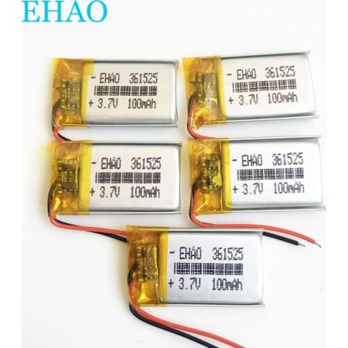 5 pcs 361525 3.7V 100mAh Lithium Polymer LiPo Rechargeable Battery For Mp3 PAD DVD E-book GPS bluetooth pen headset headphone