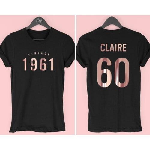 60th Birthday T-Shirt for Women, 1961 T-Shirt, 60th Birthday Gift for Women, Vintage 1961 Top for Her clothing women Cotton