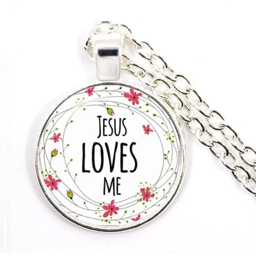 JESUS LOVES ME Bible Verses Nursery Verse Necklace Fashion Jewelry Religion Pendant Christian
