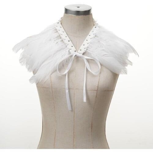Feather Fake Collar Choker Shrug Shawl Shoulder Wrap Cape Gothic Victorian Natural Feather Choker Neck Wrap Cosplay Costume
