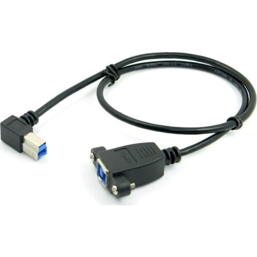 Xiwai USB 3.0 Back Panel Mount B Type Female To Right Angled 90 Degree B Type Male Extension Cable 0.5m
