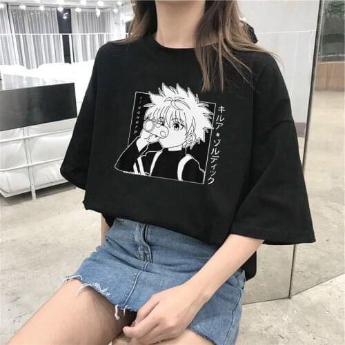 Kawaii Hunter X Hunter Women T-shirt Killua Zoldyck T-shirt Harajuku Japanese Anime Tops Tshirt Fun Cartoon Casual Women T-shirt