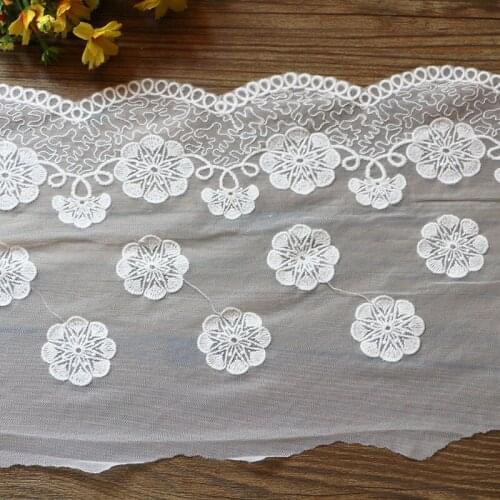 1yards/lot 20cm White mesh Embroidery lace Ribbon Dress lace Needlework sewing lace fabric Sewing accessories lace trims Materi