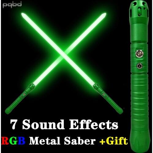 Pqbd RGB Light Saber Cosplay Green Metal Handle Laser Sword Original Movie Sound Effects Lightsaber Automatic Color Change