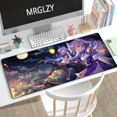 MRGLZY XXL Genshin Impact Mouse Pad Gamer Anime Sexy Girl Keqing Large Desk Mat Computer Gaming Peripheral Accessories MousePads