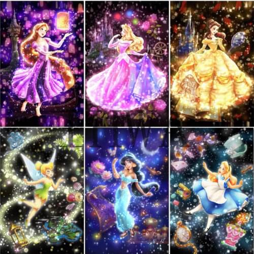 Cartoon Princess DIY Diamond Painting Disney Cross Stitch Full Round Diamond Embroidery Diamond Mosaic Home Decor Gift