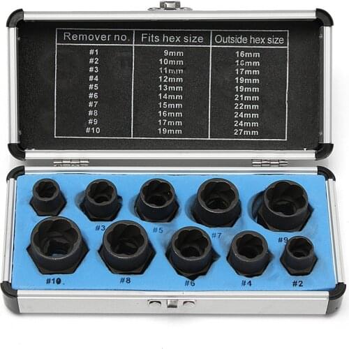 10Pcs/Set Damaged Bolts Nuts Black Nuts Screws Remover Extractor Removal Tools Set Threading Tool Kit Car Hub Multipurpose Screw