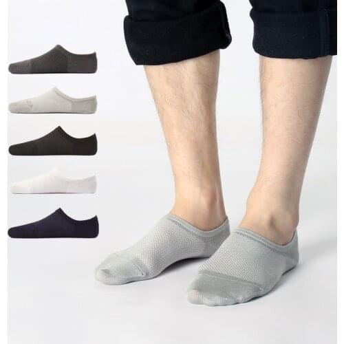 10 Pairs Bamboo Fiber Mens Socks Mesh Short Boat Socks Men No Show Low Cut Socks invisible Anti-slip Breathable Calcetines