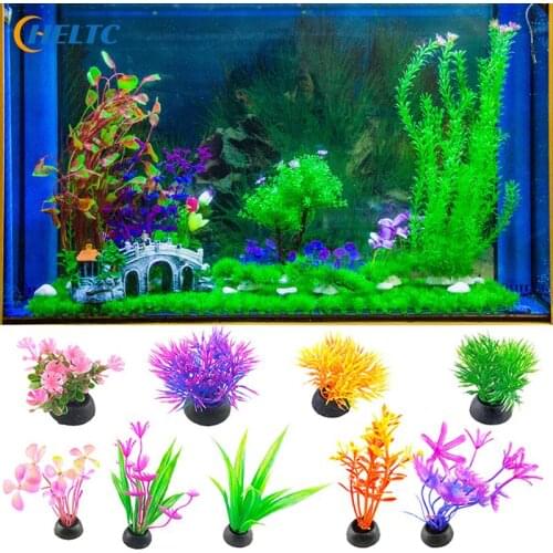 Artificial Plastic Water Plant Grass Aquarium Decorations Plant Fish Tank Grass Flower Ornament Decor Aquatic Accessories