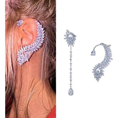 New Simple Luxury Cubic Zircon Drop Earrings for women Asymmetrical Crystal Tassel Earring brincos Fashion jewelry