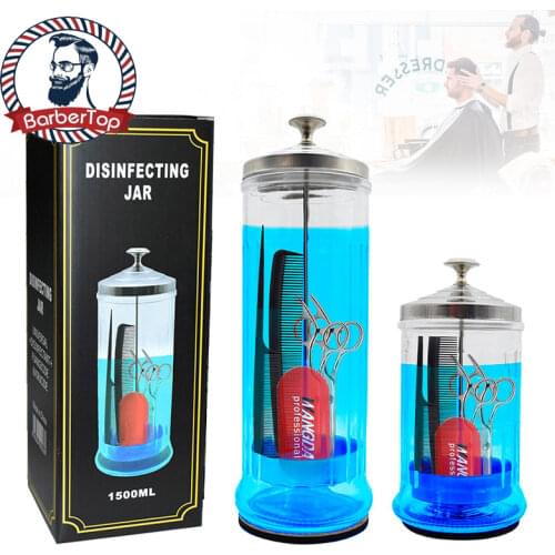 Hairdressing Sterilization Bottle Glass Sterilization Bottle Scissors Comb Sterilization Jar Stainless Steel Cover Haircut Steri