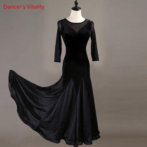 Modern Dance Female Adult Elegant Sexy Velvet Dress National Standard Waltz Dancewear Big Swing Skirt Performance Clothing New