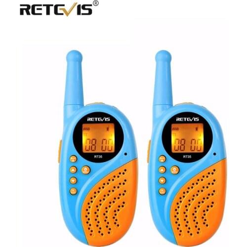 Walkie Talkie 2pcs Mini Kids Radio Retevis RT35 0.5W 16/22CH UHF PMR Digital Clock Alarm Clock USB Charge PMR446 Children Gift