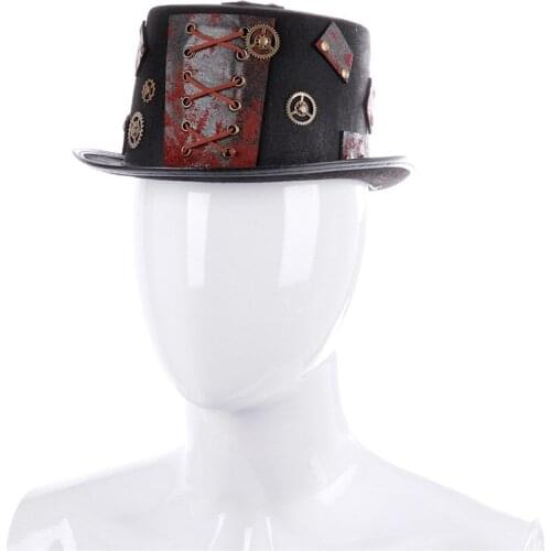 New Festival customes Carnival party props Gothic Bowler Cosplay Gear belts Steampunk Hat for Adults