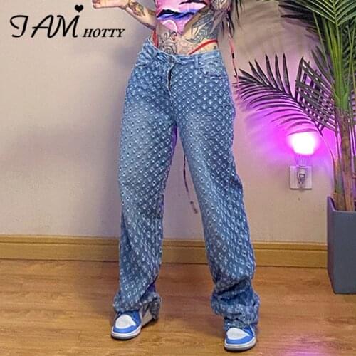 Plaid Hollow Out Hip Hop Ripped Baggy Jeans Women Vintage High Waist Mom Denim Trousers y2k Streetwear Punk Cargo Pants Iamhotty