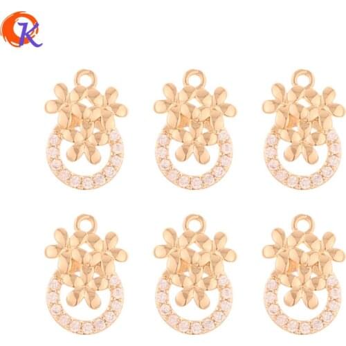 Cordial Design 50Pcs 11*16MM CZ Charms/Hand Made/Earring Connectors/Jewelry Accessories/Flower Shape/DIY Making/Earring Findings