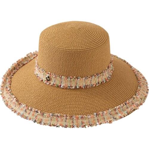 Womens bucket hat beach summer straw hat womens summer panama Cap surgical hat bibi wedding hats sun hats sun protection caps