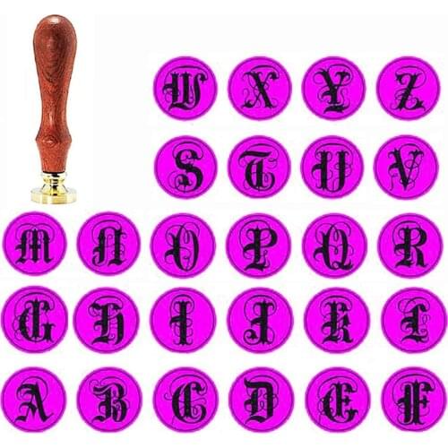 Seal Stamp, Classic Gothic Font Letter A-Z Vintage Retro Brass Head Wooden Handle Initial Sealing Wax Seal Stamp