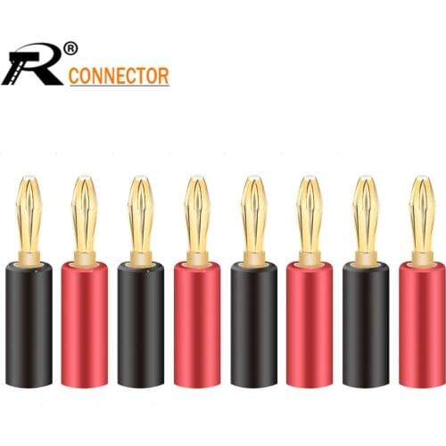 8pcs Red and Black 4mm Solderless Side Stackable Banana Plug