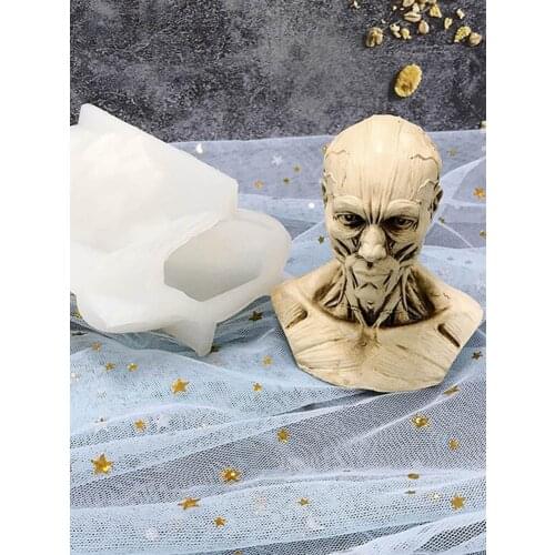 Candle Silicone Mold Muscle Skull Skull Specimen Art Sketch Head Bust Human Head Halloween Silicone Mold Halloween Party Props