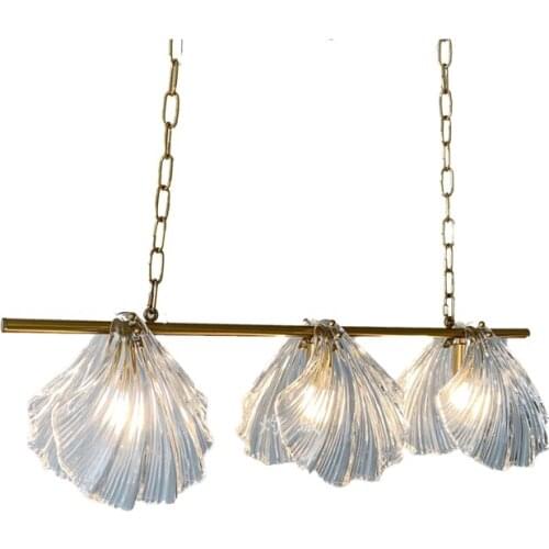Nordic Creative Fresh Glass Three-headed Glass Meal Hanging Modern Simple Shell B&B Restaurant Chandelier