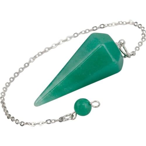 SUNYIK 1Lot (5Pc) Green Aventurine Hexagonal Pointed Healing Reiki Chakra Pendulum Dowsing Divination