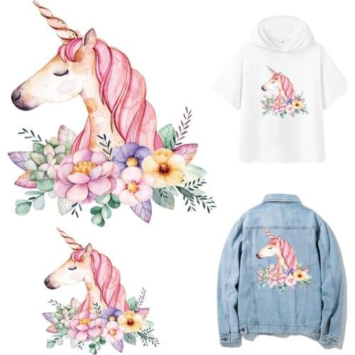 Unicorn Patch Iron-on Transfers for Clothing Thermoadhesive Patches on Clothes Diy Child Textile Stickers Little Pony Applique